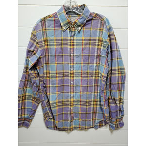 J Crew men's long sleeve lightweight buttoned down flannel shirt size M pocket